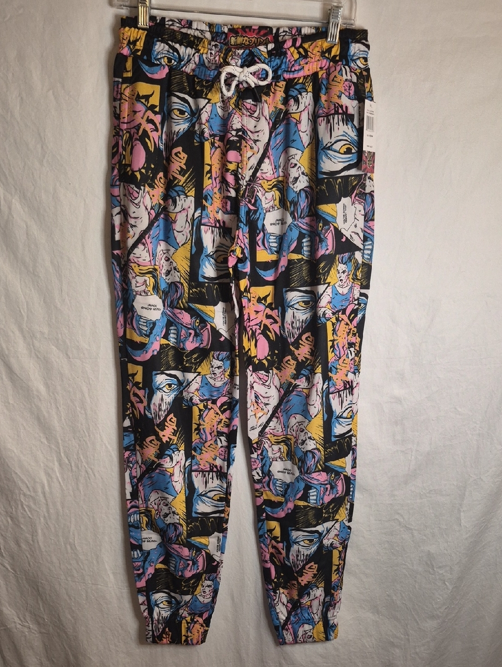 Fresh Prints Comic-Style Joggers in Black, Blue, Pink & Yellow
